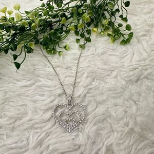 Nolan Miller‎ Vintage Pavé Rhinestone Heart Necklace